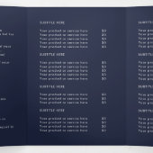 Brochure semi-pliable bleu marine professionnelle  (Intérieur au milieu)