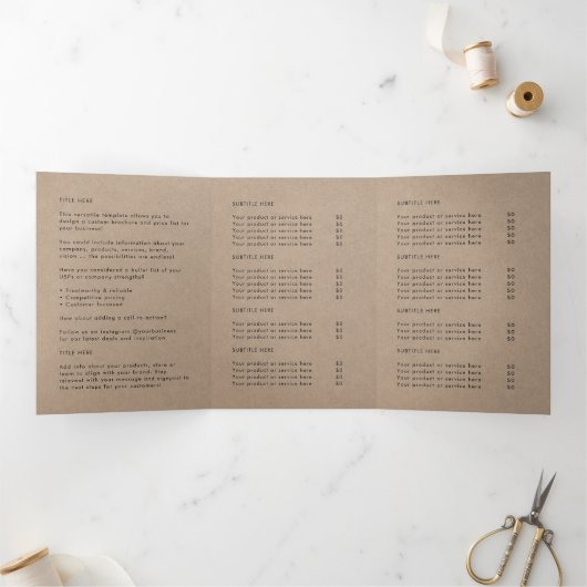 Brochure simple Rustique Kraft Logo Tri-fold (Intérieur)