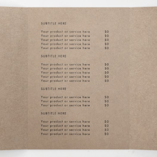 Brochure simple Rustique Kraft Logo Tri-fold (Intérieur au milieu)