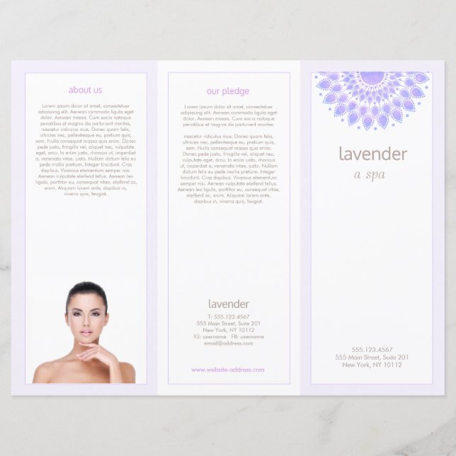 Brochure Spa Lavender Lotus Mandala Salon Tri-Fold (Devant)