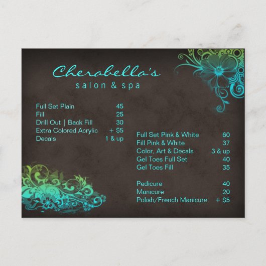Brochure sur carte postale Spa de salon Floral (Devant)