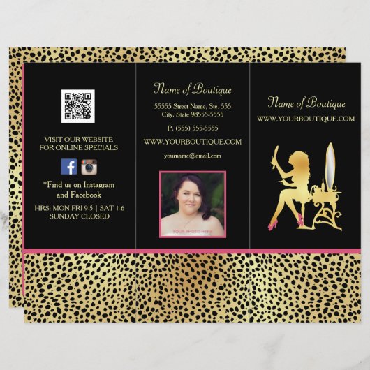 Brochure sur le prix de l'or rose Cheetah triplée (Devant / Derrière)