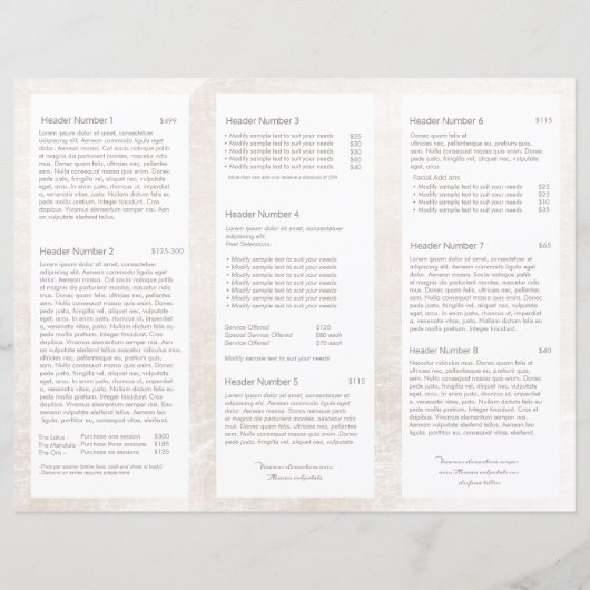 Brochure TriFold pour Spa simple Marbre blanc (Dos)