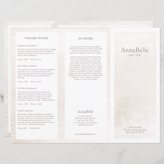Brochure TriFold pour Spa simple Marbre blanc (Devant / Derrière)