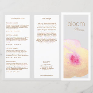 Brochure TriFold Spa Gold Floral pour soins de la