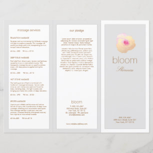 Brochure TriFold Spa Gold Floral pour soins de la