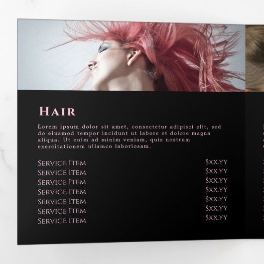 Brochure triple Agate rose (Intérieur en premier)