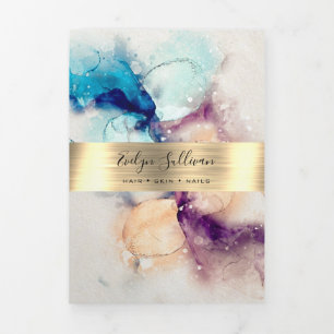 Brochure triple couleur or bleu violet