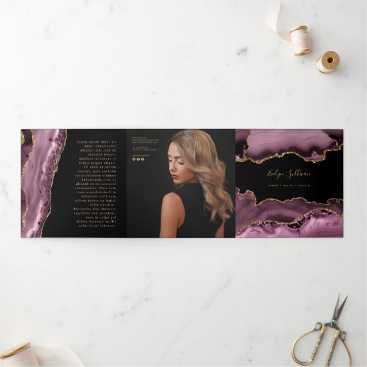 Brochure triplée agate mauve foncé (Extérieur)