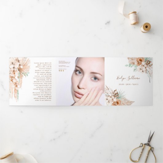 brochure triplée beige et menthe tropicale (Extérieur)