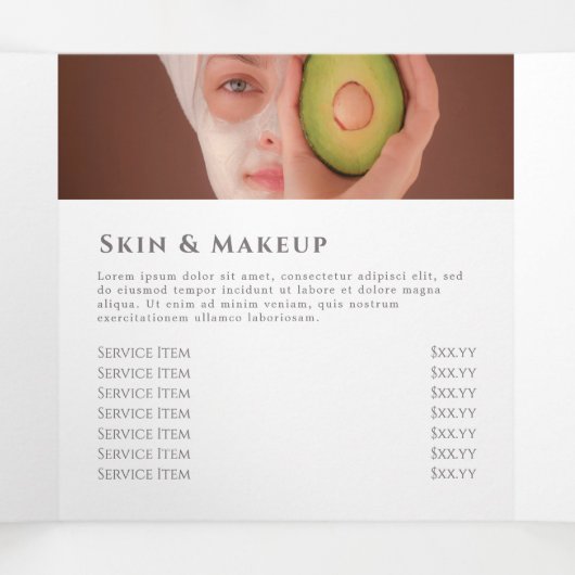 Brochure triplée coquette rose arc (Intérieur au milieu)