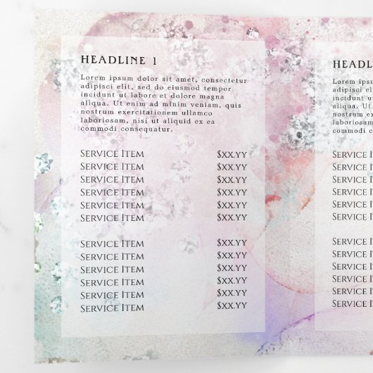 Brochure triplée d'aquarelle irisée Faux (Intérieur en premier)