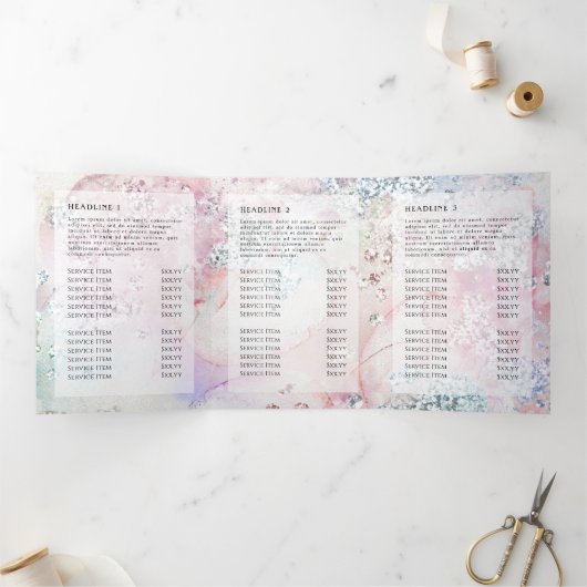 Brochure triplée d'aquarelle irisée Faux (Intérieur)