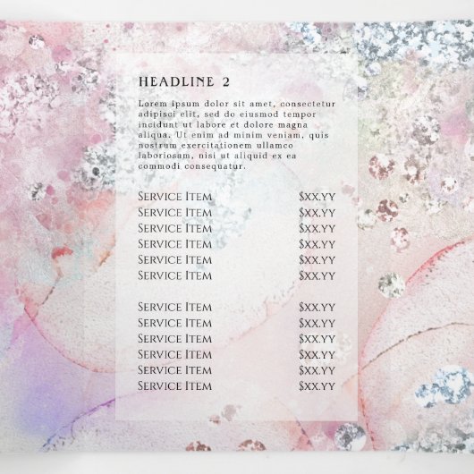 Brochure triplée d'aquarelle irisée Faux (Intérieur au milieu)