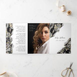 Brochure triplée design marbré noir