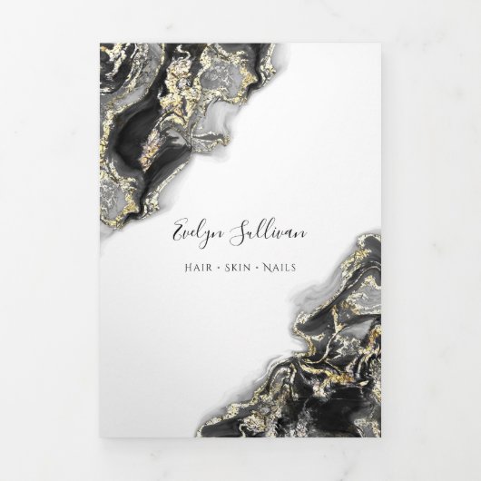 Brochure triplée design marbré noir (Page de couverture)