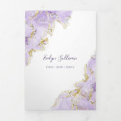 Brochure triplée design marbré violet lavande (Page de couverture)