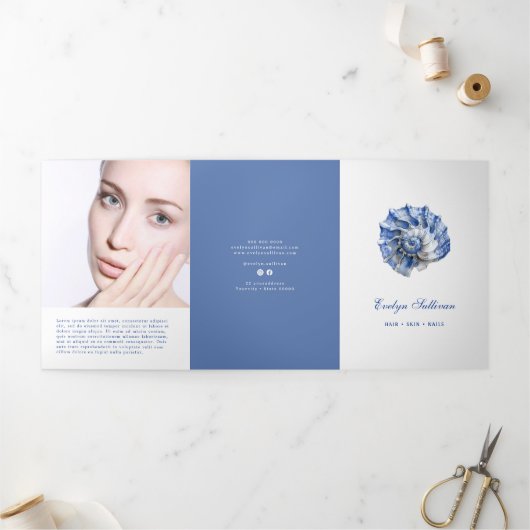 Brochure triplée du logo Blue Seashell (Extérieur)