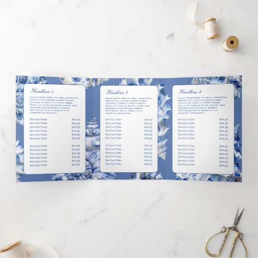 Brochure triplée du logo Blue Seashell (Intérieur)