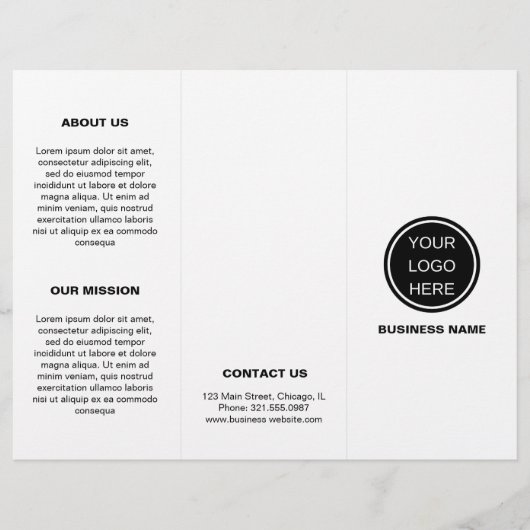Brochure triplée du logo commercial blanc (Devant)