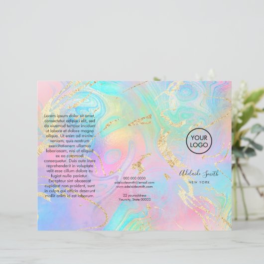 brochure triplée en marbre fluide (Debout devant)