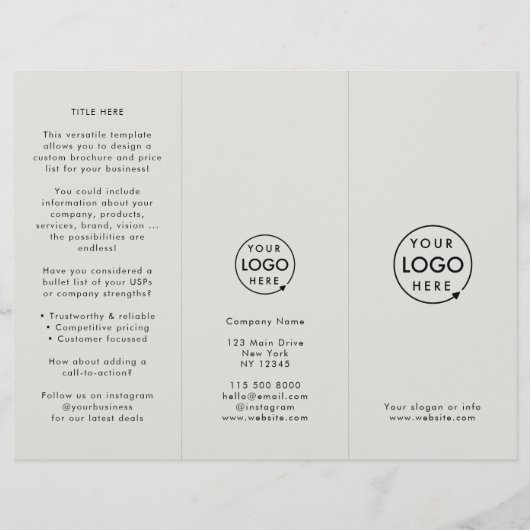Brochure triplée gris de marque professionnelle (Devant)