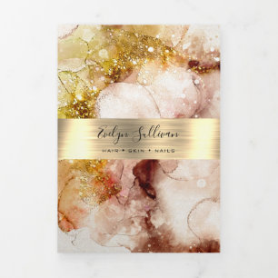 Brochure triplée parties scintillant or Brown