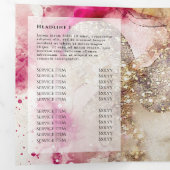 Brochure triplée parties scintillant rose vert (Intérieur en premier)