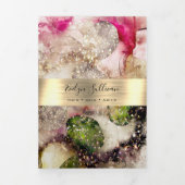 Brochure triplée parties scintillant rose vert (Page de couverture)