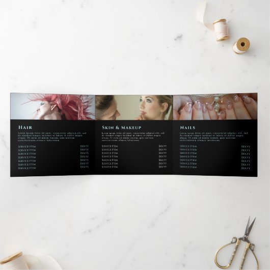 Brochure triplée parties scintillant turquoise Fau (Intérieur)