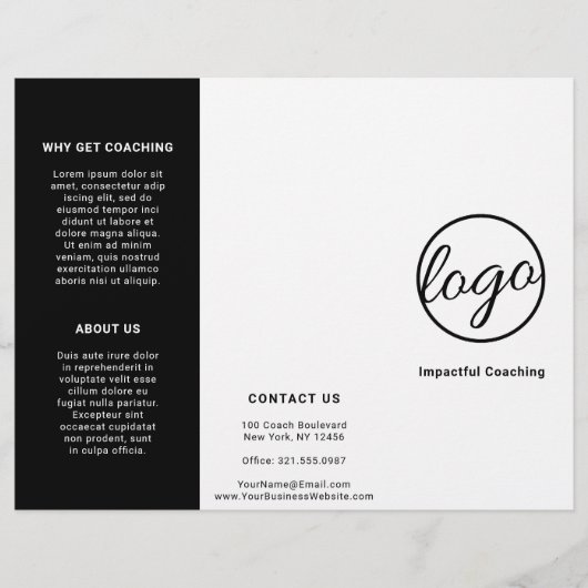 Brochure triplée personnalisée en noir et blanc (Devant)