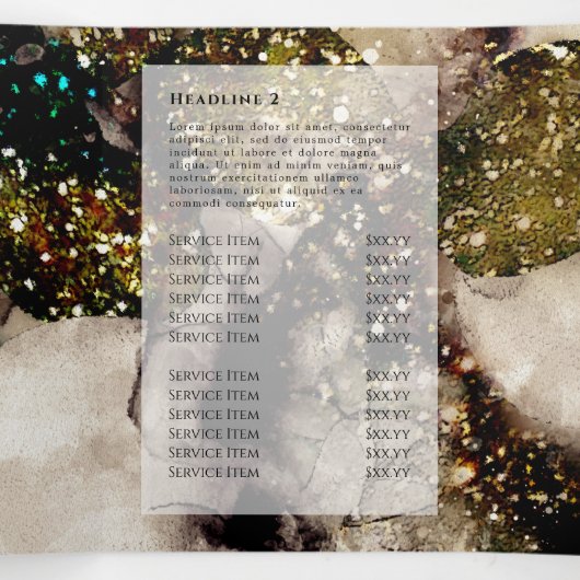 Brochure triplée vert émeraude olive (Intérieur au milieu)