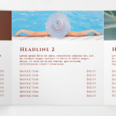 Brochure tropicale triplée Pêche et bleu (Intérieur au milieu)