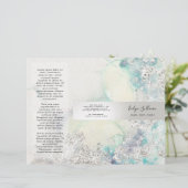 Brochure turquoise parties scintillant argent aqua (Debout devant)