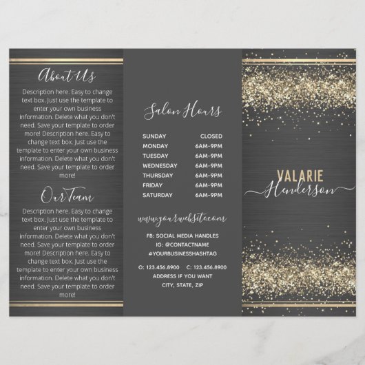 Brochure voor chic Glitter en pensed Metal Trifold (Voorkant)