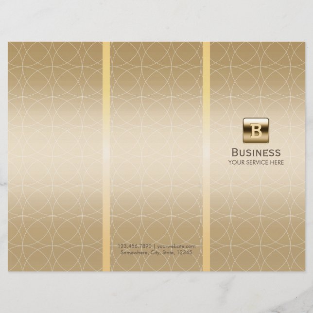 Brochures modernes Tri-Fold Monogramme Or De Luxe (Devant)