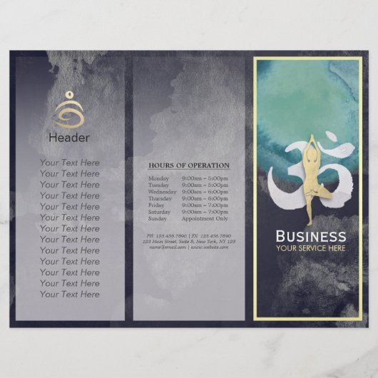 Brochures Studio De Yoga Tri-Fold Méditation Pose  (Devant)