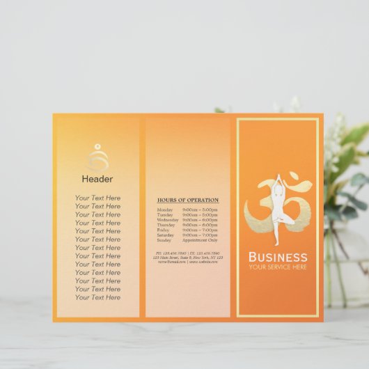 Brochures Studio De Yoga Tri-Fold Méditation Pose  (Debout devant)