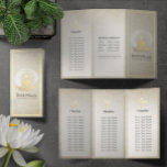 Brochures Studio Yoga Tri-Fold Pose de méditation<br><div class="desc">Yoga Studio Meditation Instructor / Life Coach / Healer / Reiki Master / Massage Therapy Brochures Tri-Fold Modèle - Elégant Faux Gold Foil Méditation Yoga Pose Facile / Sukhasana Pose avec symbole ZEN sur Vintage Arrière - plan papier Damask. Facile à customiser avec vos propres textes et images - faites-le...</div>