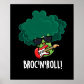 Brock n Roll Grappig Veggie Broccoli Pun Dark BG Poster (Voorkant)