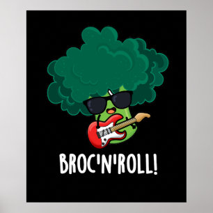 Brock n Roll Grappig Veggie Broccoli Pun Dark BG Poster