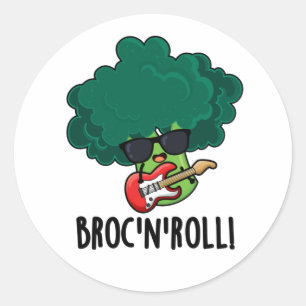 Brock n Roll Grappig Veggie Broccoli Pun Ronde Sticker