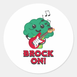 Brock op! Schattigee en Punny Broccoli Cartoon Ronde Sticker