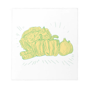Brocolli Capsicum Onion Tekening Notitieblok