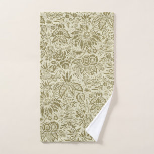Brodé botanique Toile Florale Motif Vert Sauge