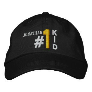 Brodée #1 Numéro Un enfant Casquette NOIR V01