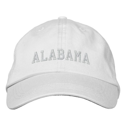 Brodée Alabama brodé Basic Ajustable Casquette Blanc (Devant)