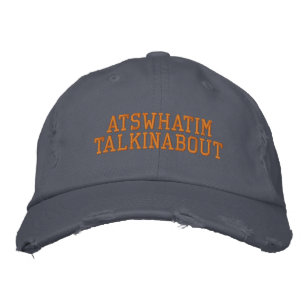 Brodée ATSWHATIMTALKINATOUT Casquette de Chino bleu et or