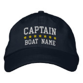 Brodée Capitaine nautique Votre nom de bateau Casquette B (Devant)