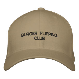 Brodée Casquette avec BURGER FLIPPING CLUB sur le devant.
